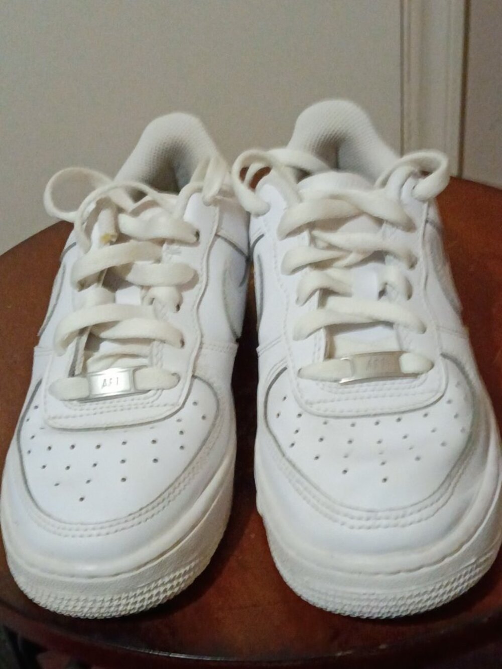 Nike Air Force 1 Low White Leather Lace Up Sneakers Kids Size 3.5Y DH2920-111 - Picture 5 of 14